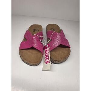 NWT Bobbie Brooks Girls Must Have Pink Sparkle Sandal Flip Flops Size S 11/12